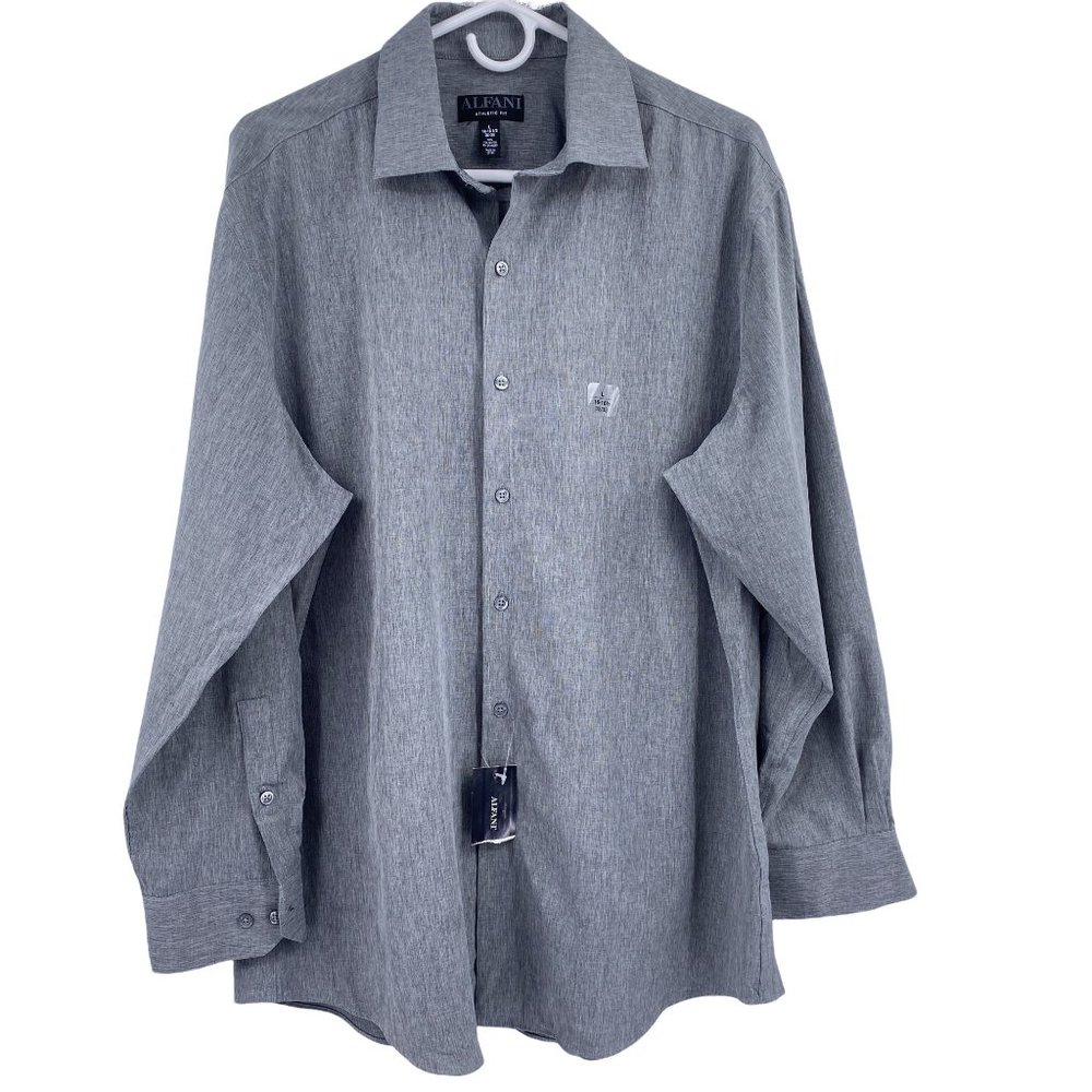 Alfani‎ Mens Athletic fit button front grey shirt